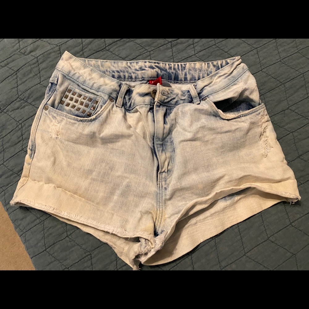 Divided High Waist Distressed Shorts Size 10